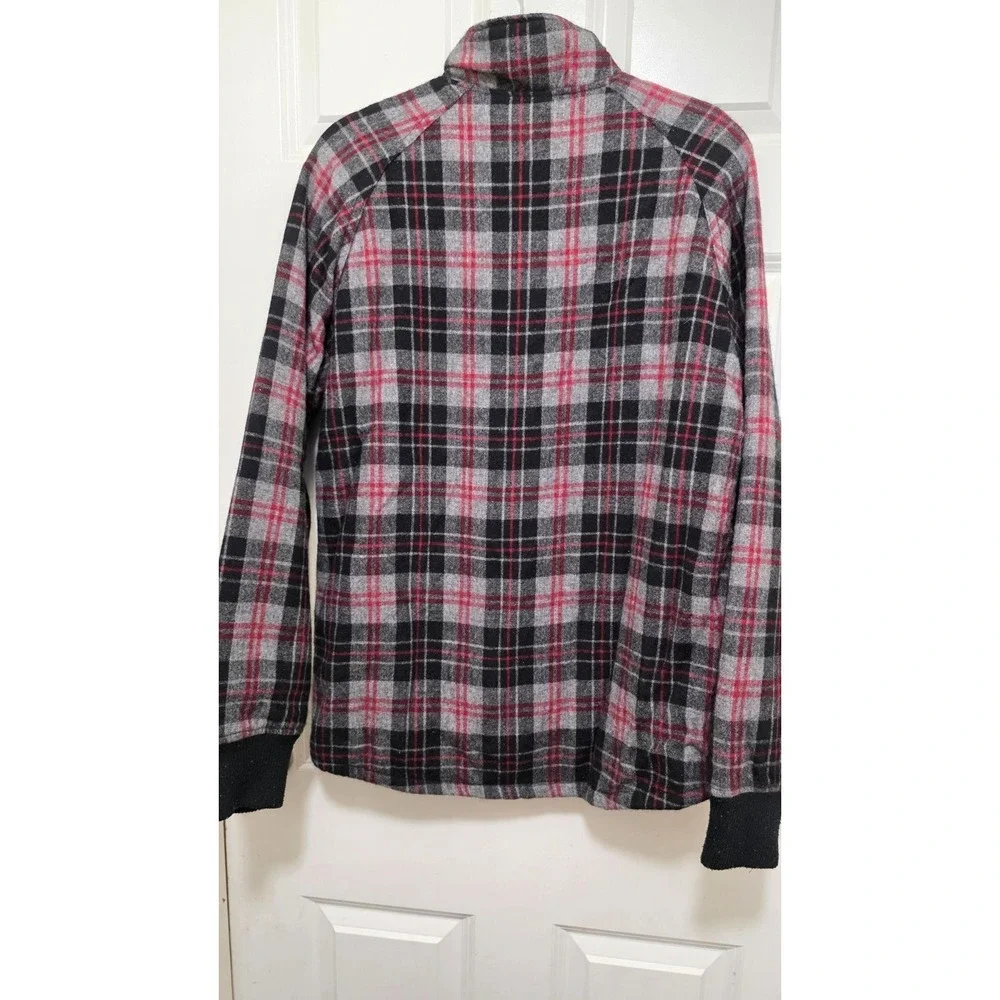 Kavu Men's Plaid Skater Utility Jacket Fleece Lining Black/Gray/Red Size Medium